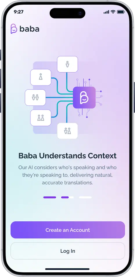 Baba onboarding — the AI understands who is speaking