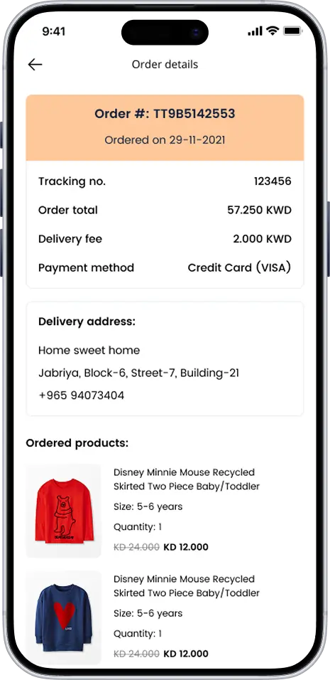 Banoun order details and tracking