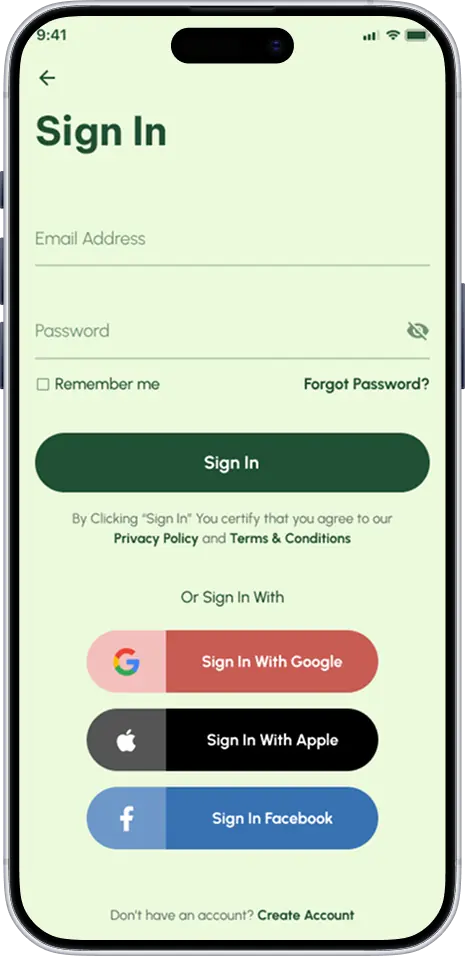 Famooshed sign-in screen