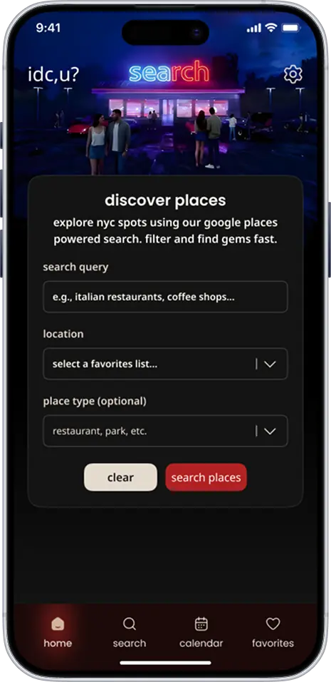 IDCU discover places search