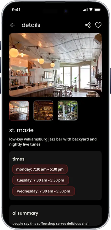 IDCU venue hours and AI summary