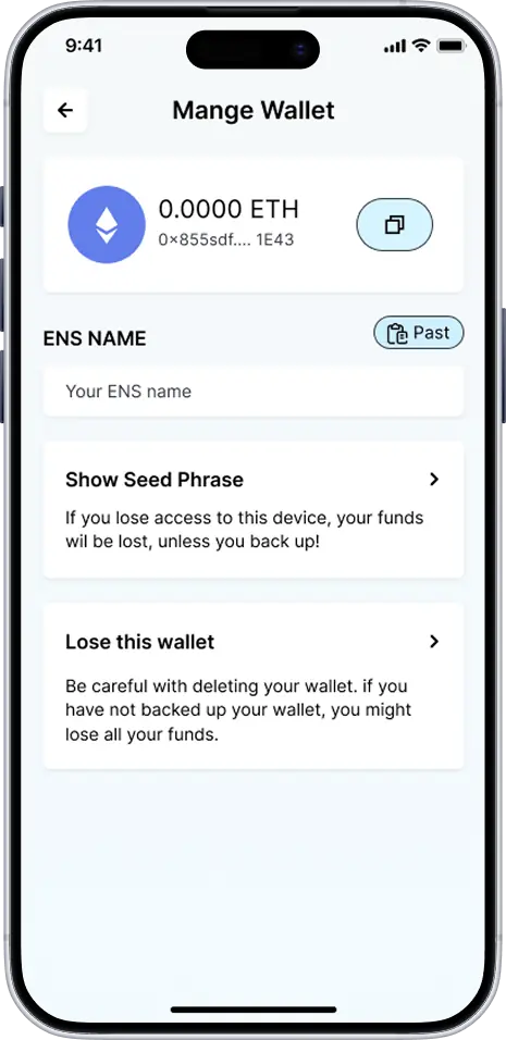 InReserve manage wallet