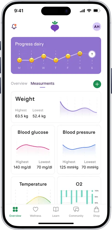 JoinBeet meal plan and wearable sync view
