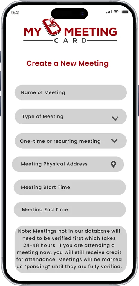 My Meeting Card create meeting