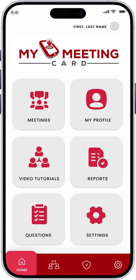 My Meeting Card admin attendance dashboard