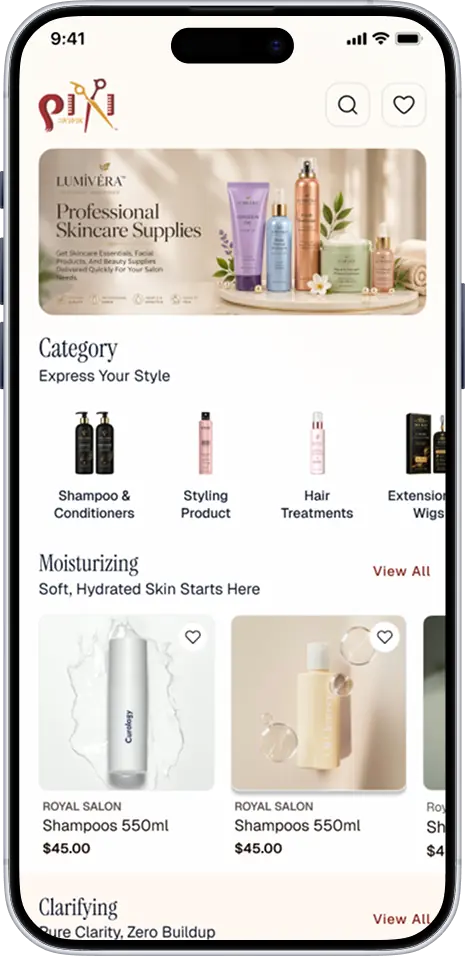 PixiKwik store, product and order screens