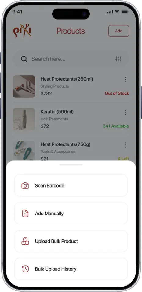 PixiKwik vendor add product menu