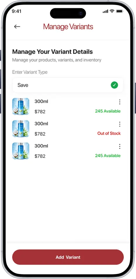 PixiKwik vendor manage variants