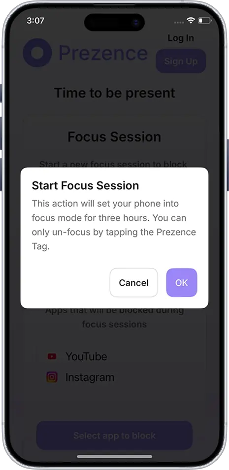 Prezence start session