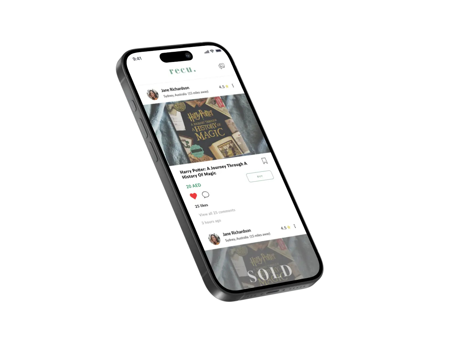 recu fashion marketplace app visual feed on iOS