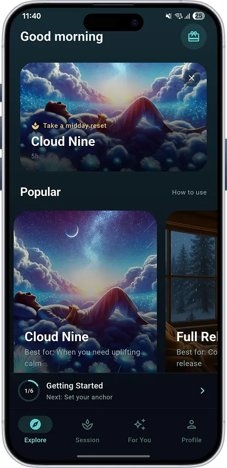 Snap Tap Relax mode selection screen