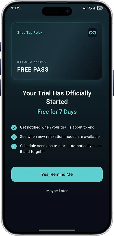 Snap Tap Relax trial started