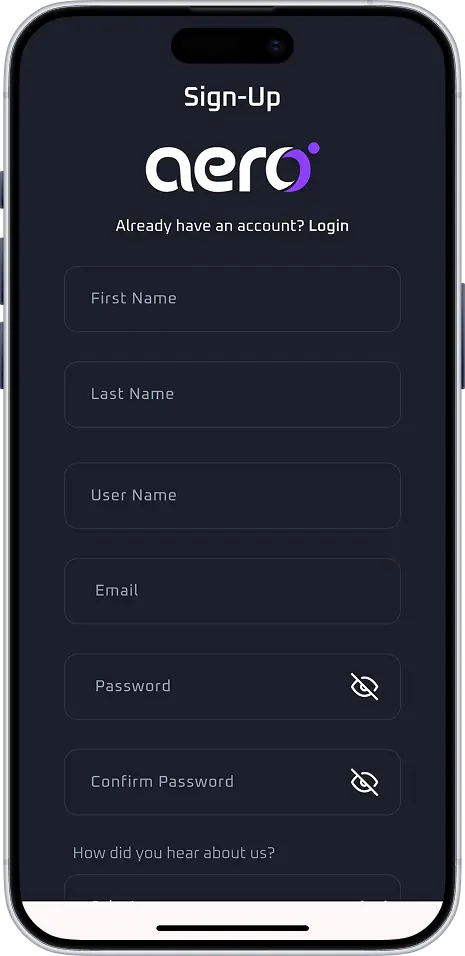 TrainAERO signup