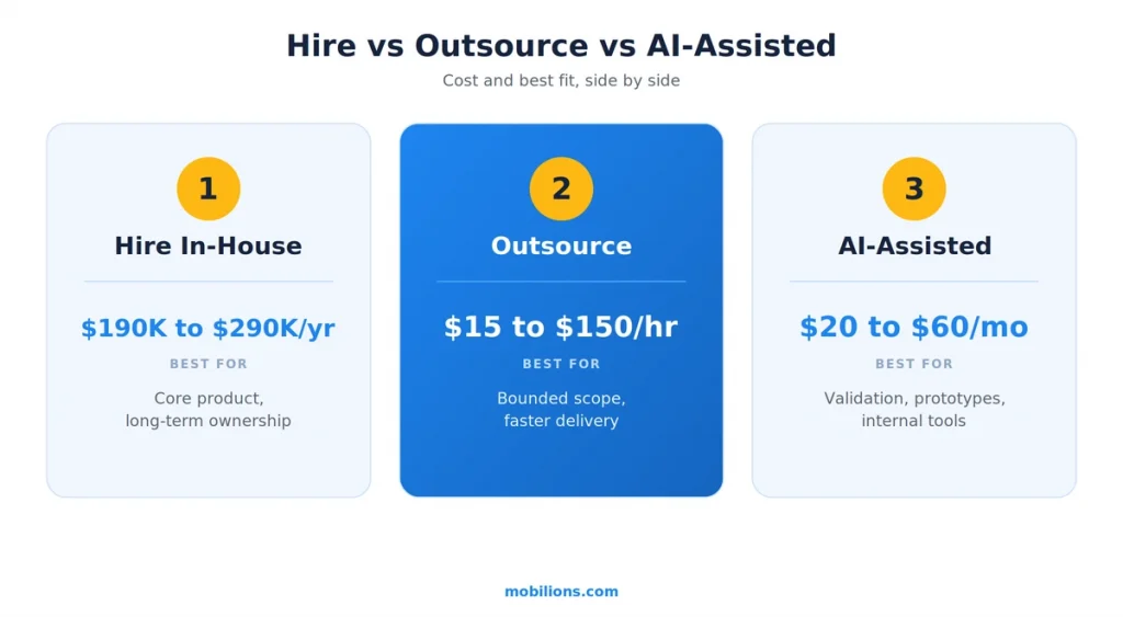 Hire vs outsource vs AI cost comparison