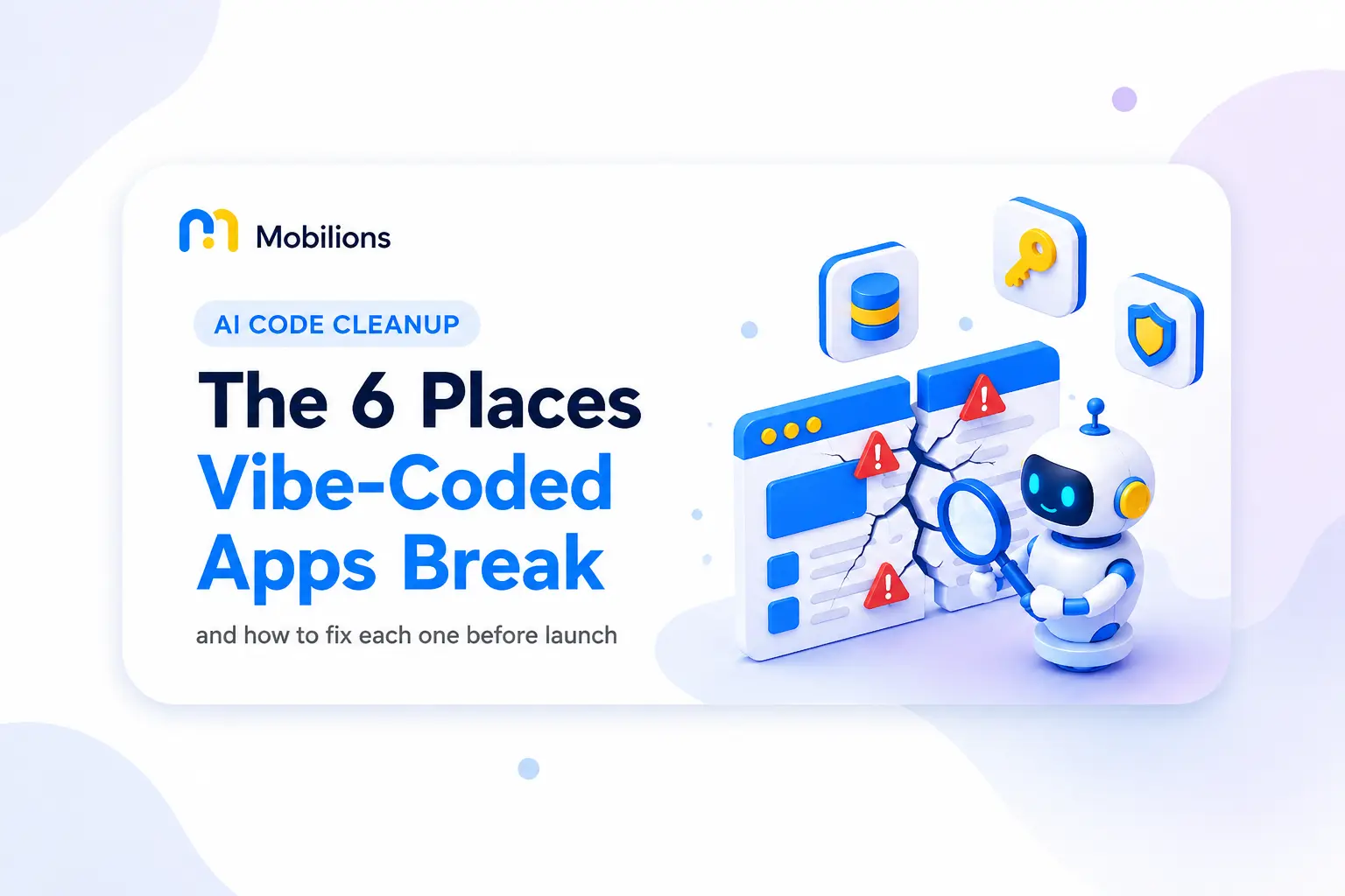 The 6 places vibe coding apps break and how to fix each.