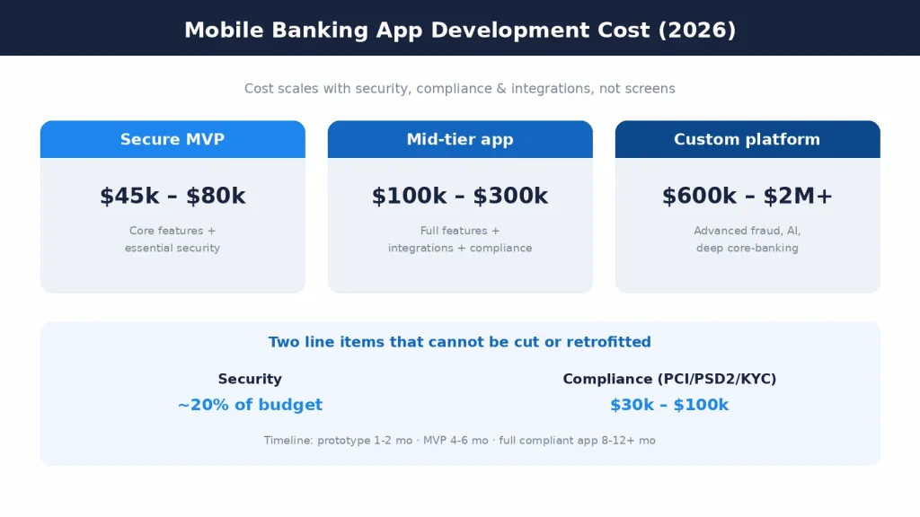 Mobile banking app development cost bands for 2026 by Mobilions